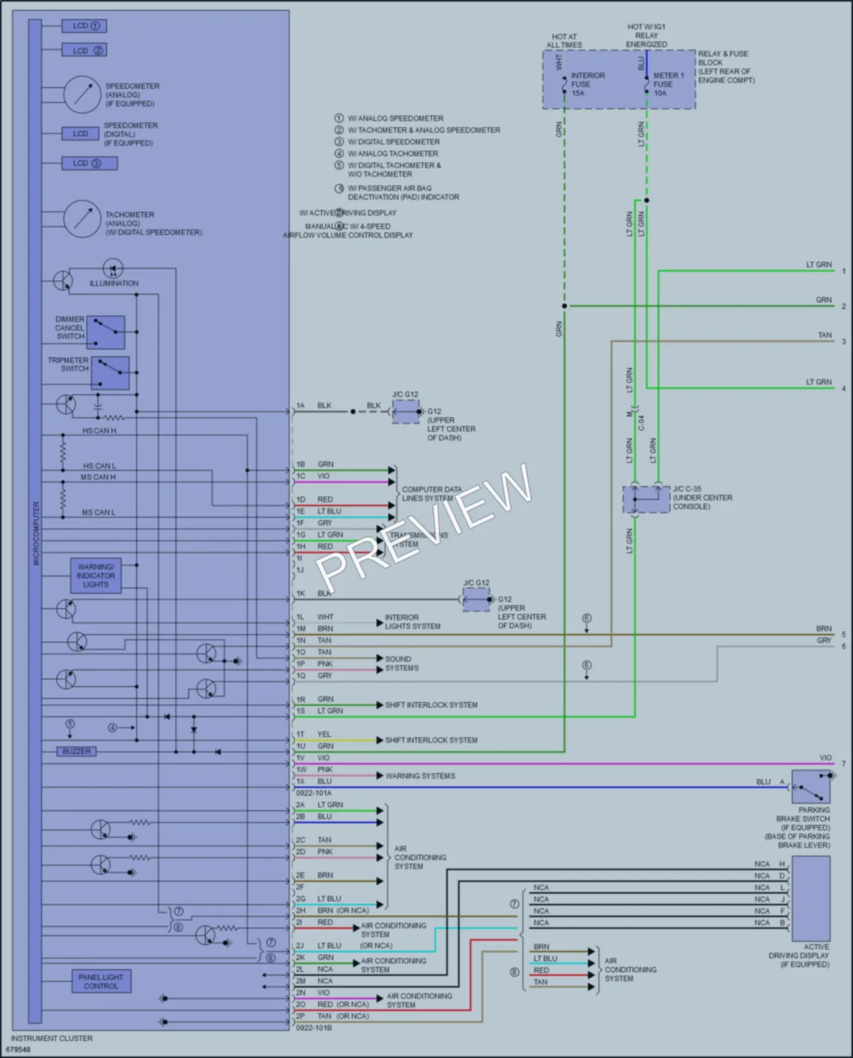 2019 Mazda CX3 Instrument Cluster wiring diagram preview