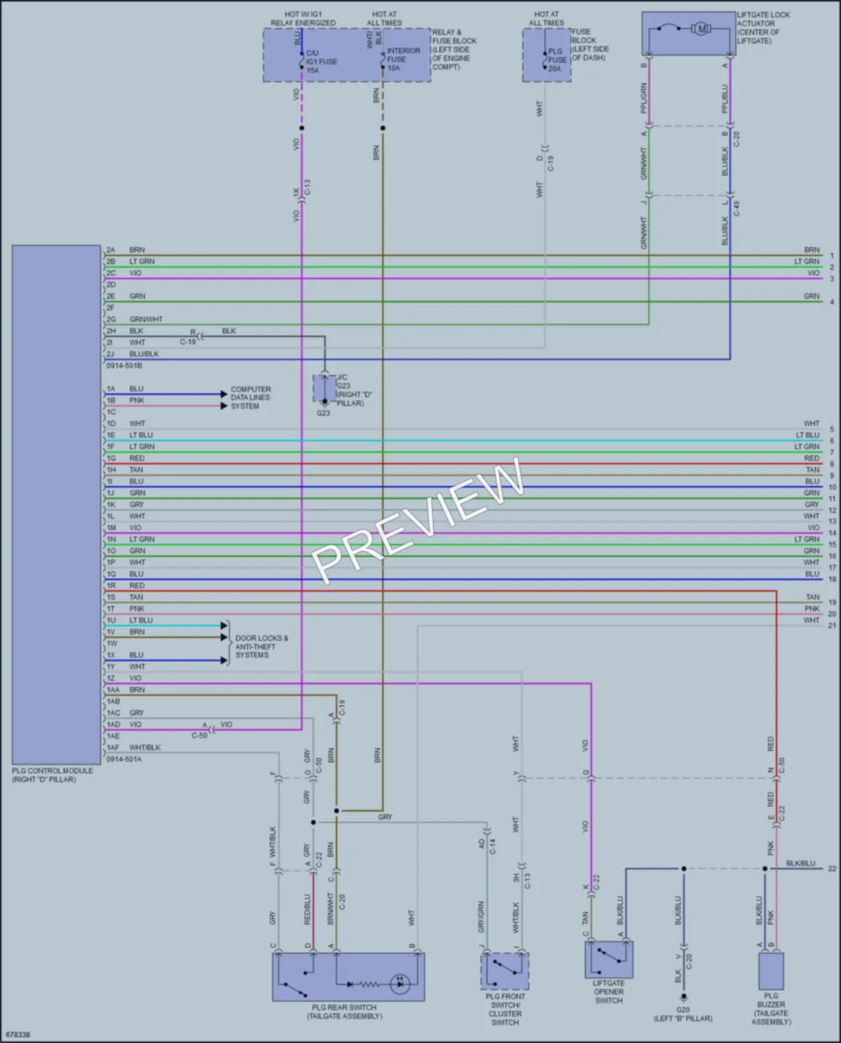 2019 Mazda CX9 Trunk Tailgate Fuel Door wiring diagram preview