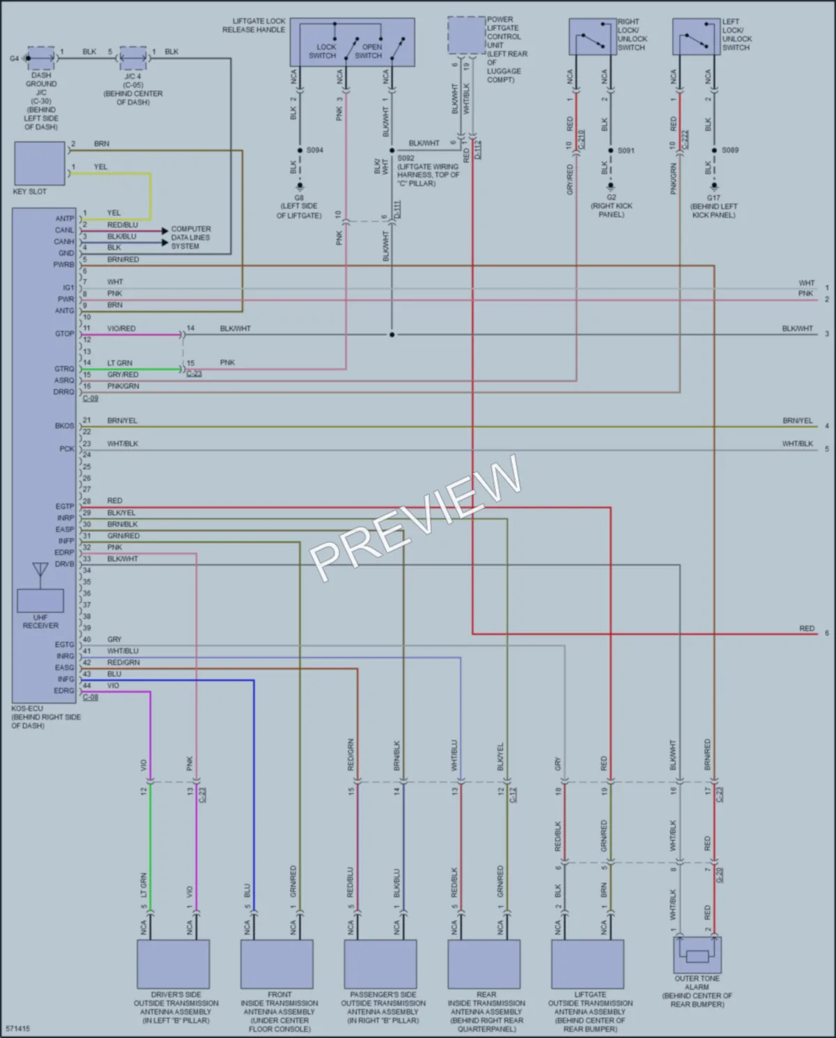 2019 Mitsubishi Outlander Power Door Locks wiring diagram preview