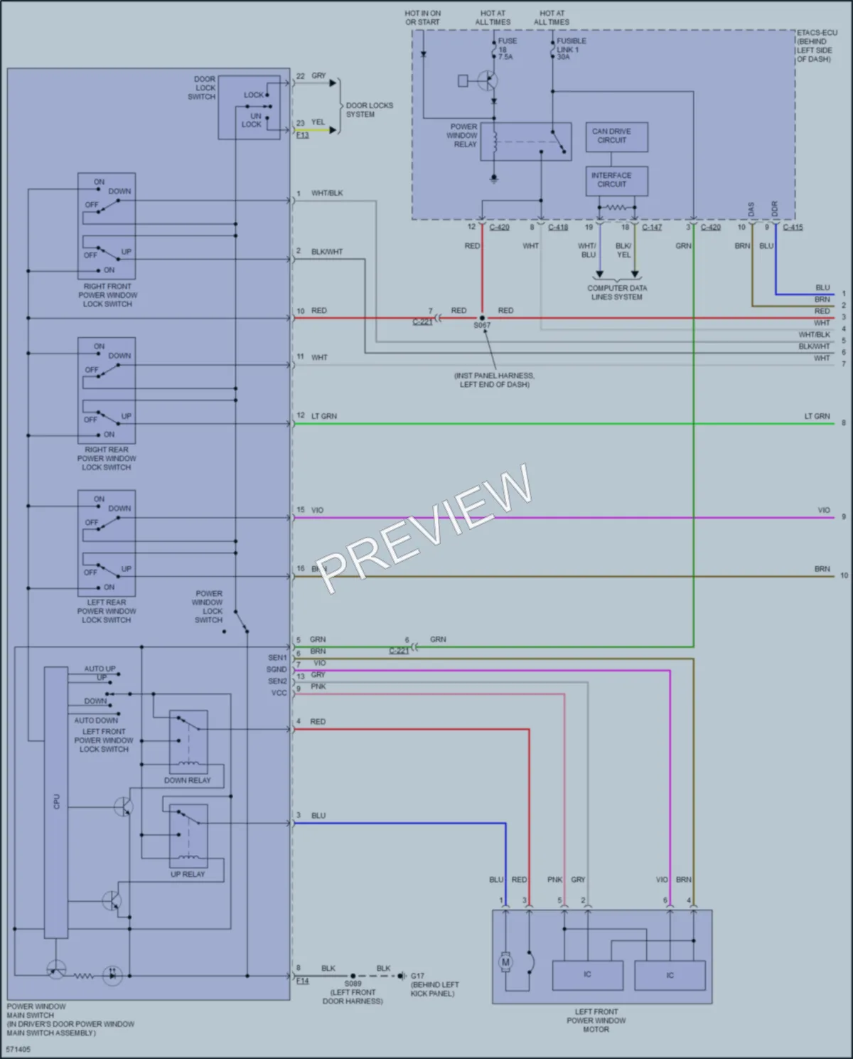 2019 Mitsubishi Outlander Power Windows wiring diagram preview
