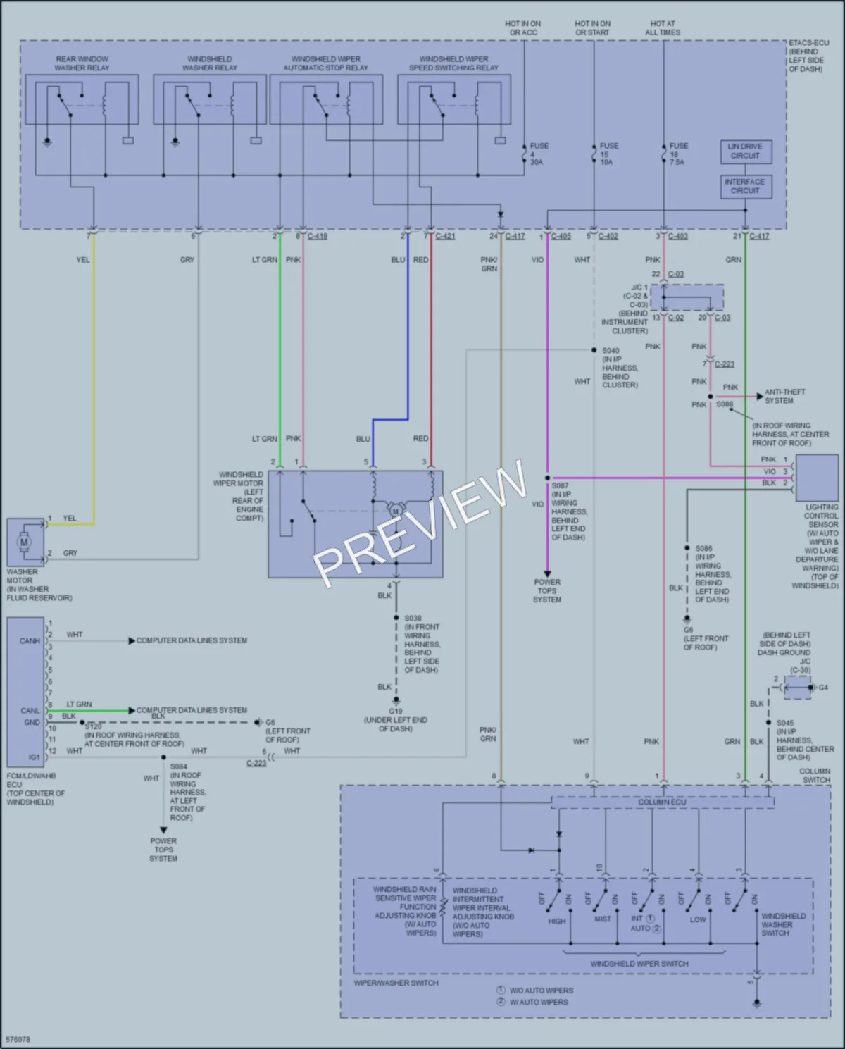 2019 Mitsubishi Outlander Wiper Washer wiring diagram preview