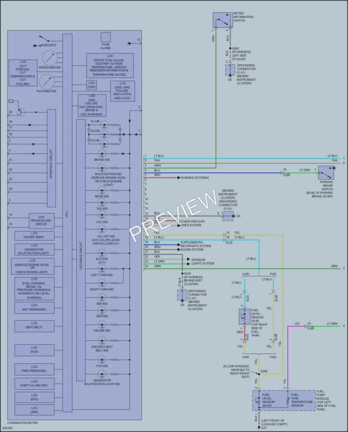 2019 Mitsubishi OutlanderSport Instrument Cluster wiring diagram preview