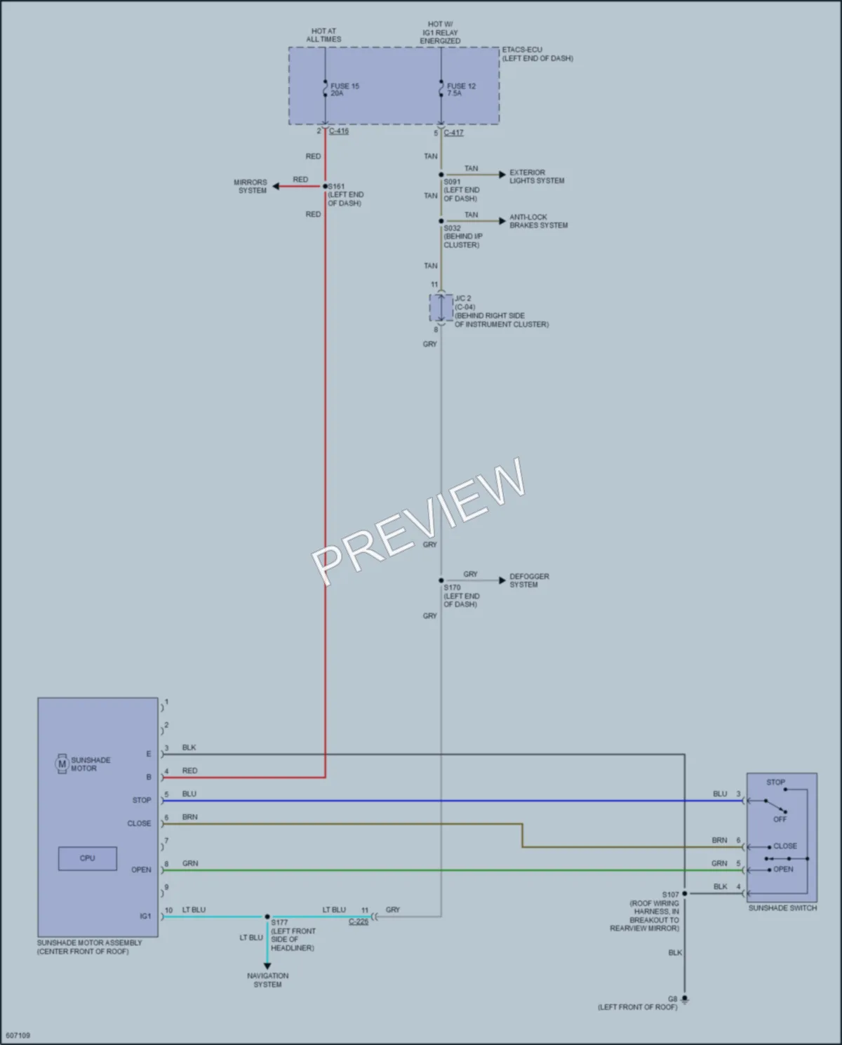 2019 Mitsubishi OutlanderSport Power Top Sunroof wiring diagram preview