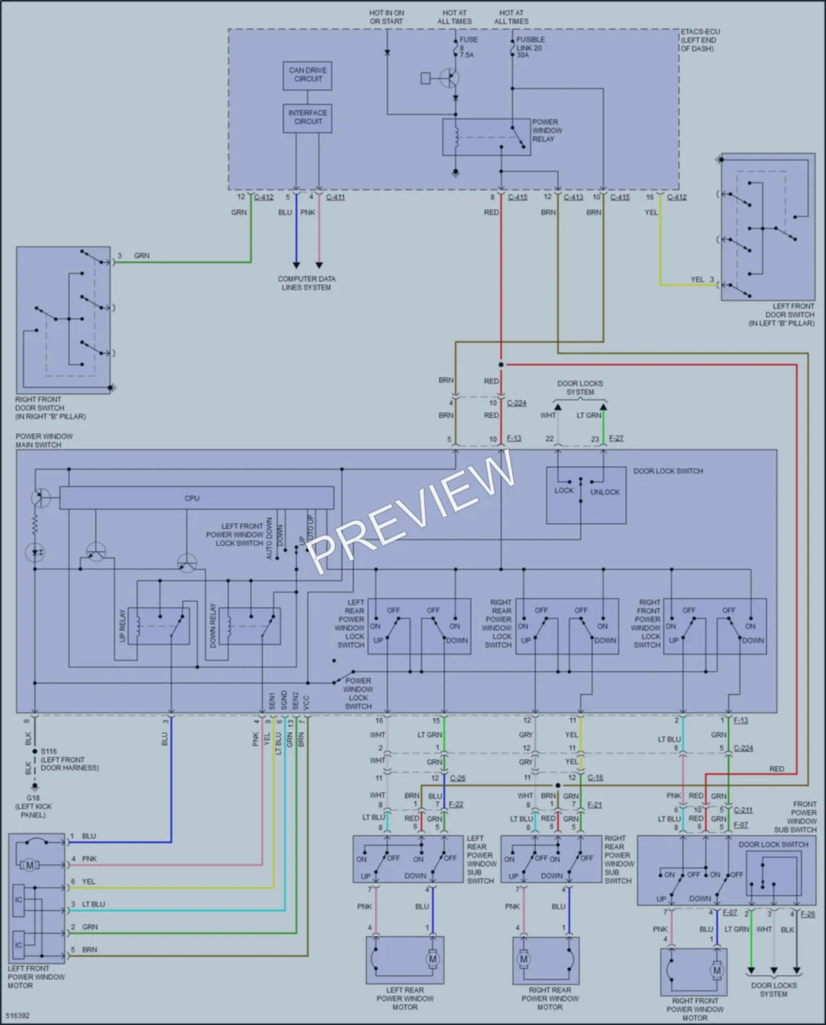 2019 Mitsubishi OutlanderSport Power Windows wiring diagram preview