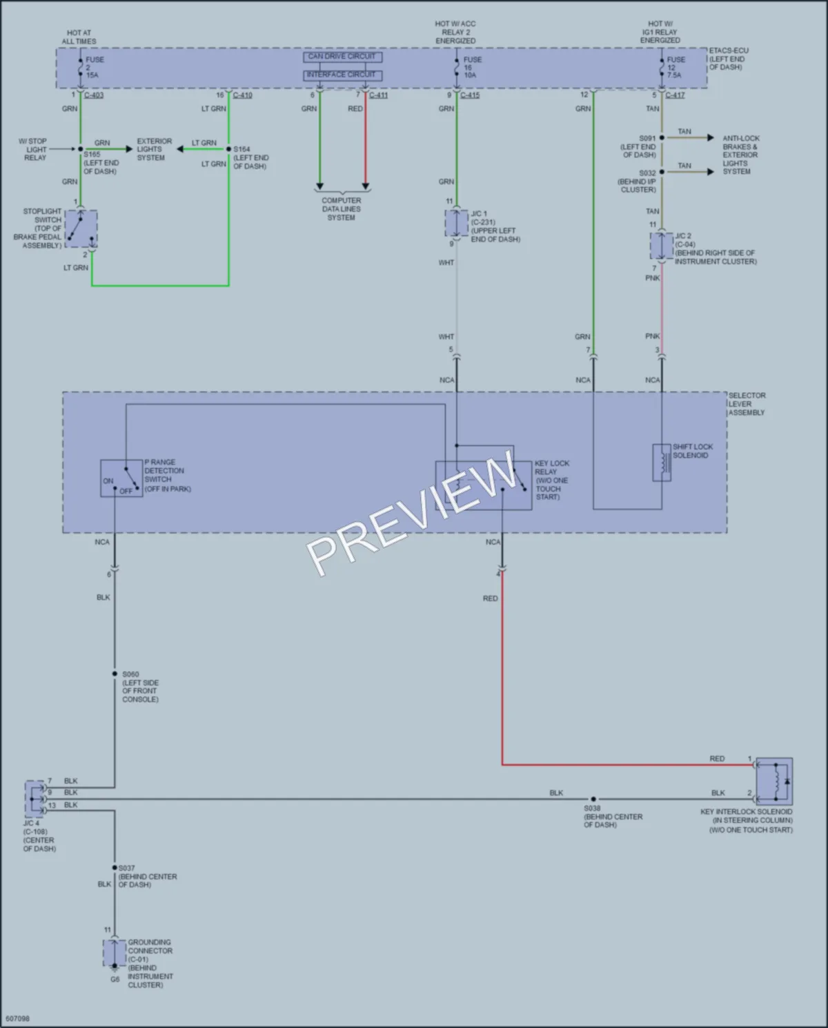2019 Mitsubishi OutlanderSport Shift Interlock wiring diagram preview