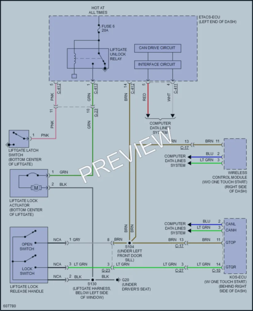 2019 Mitsubishi OutlanderSport Trunk Tailgate Fuel Door wiring diagram preview