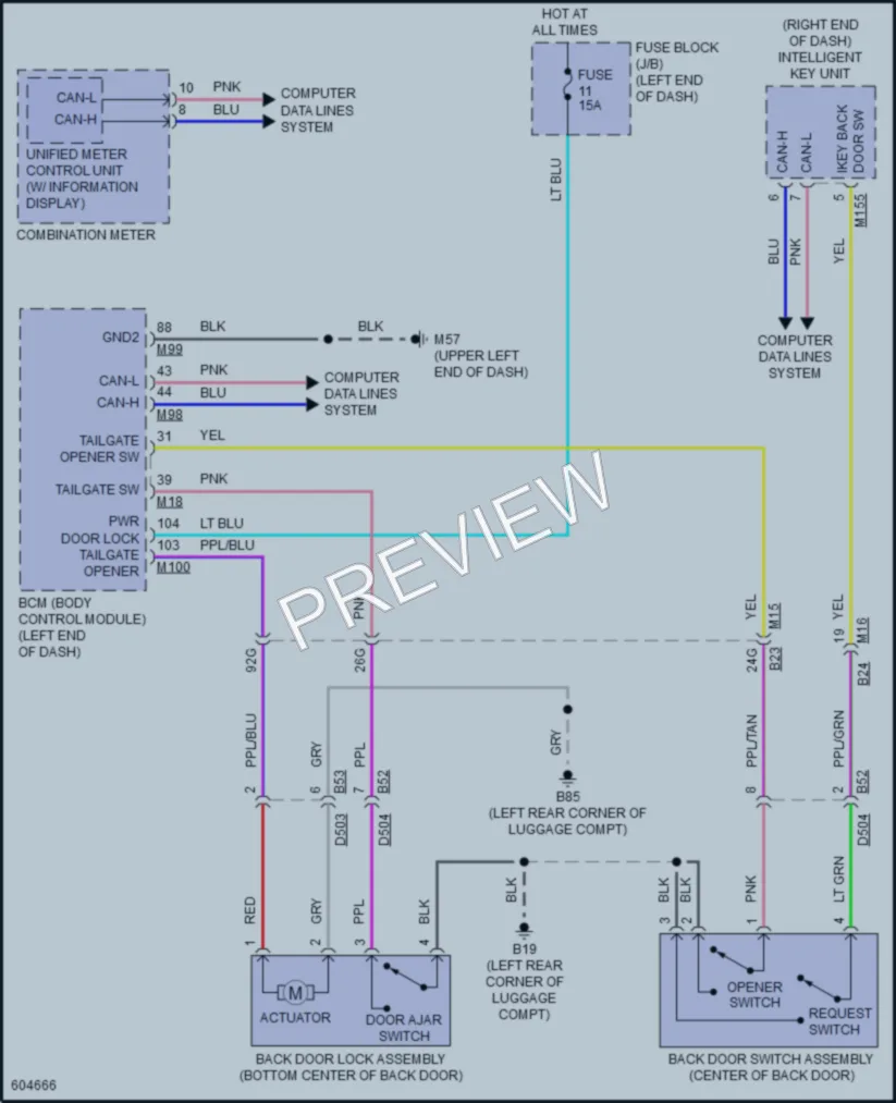 2019 Nissan Kicks Trunk Tailgate Fuel Door wiring diagram preview