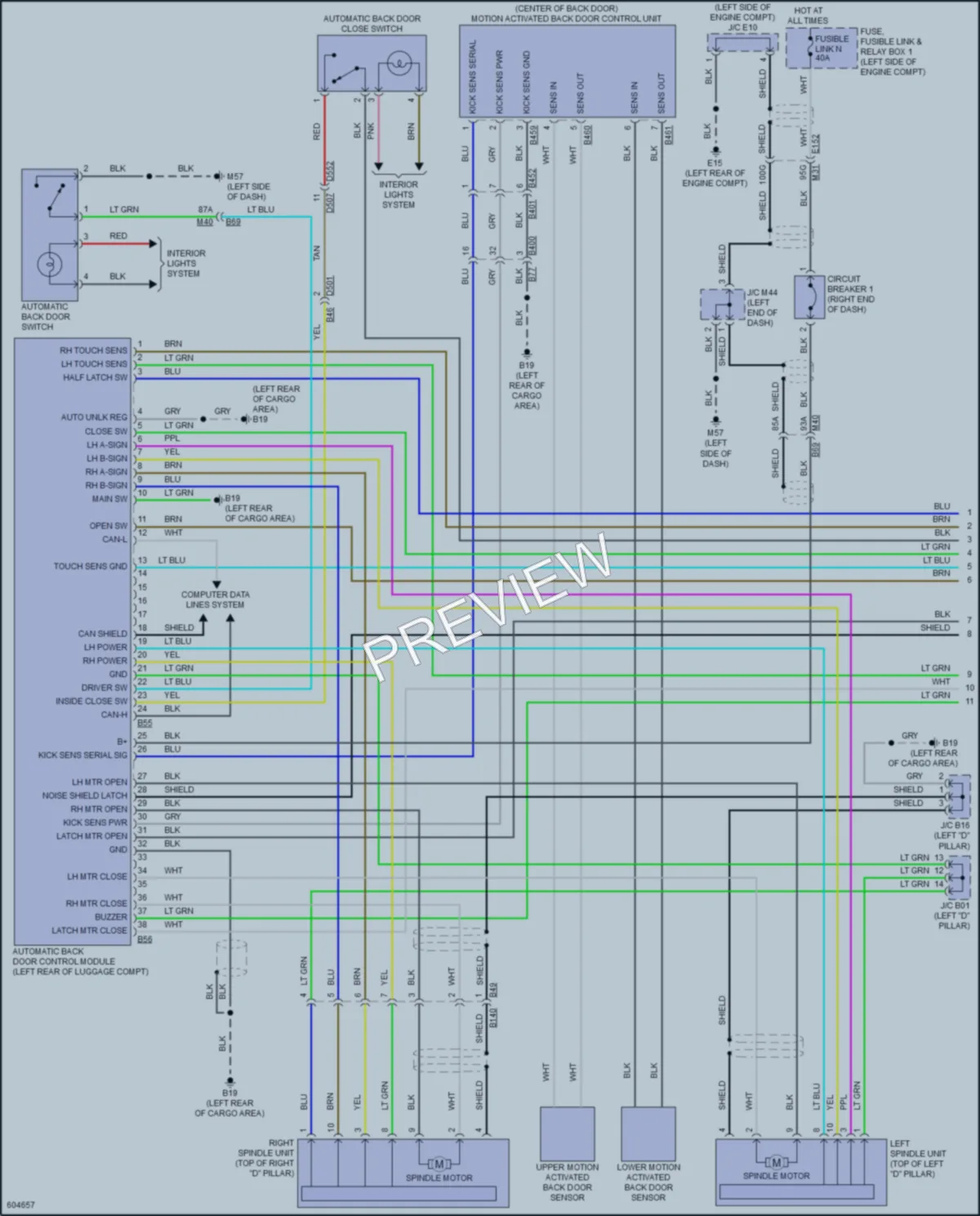 2019 Nissan Pathfinder Trunk Tailgate Fuel Door wiring diagram preview