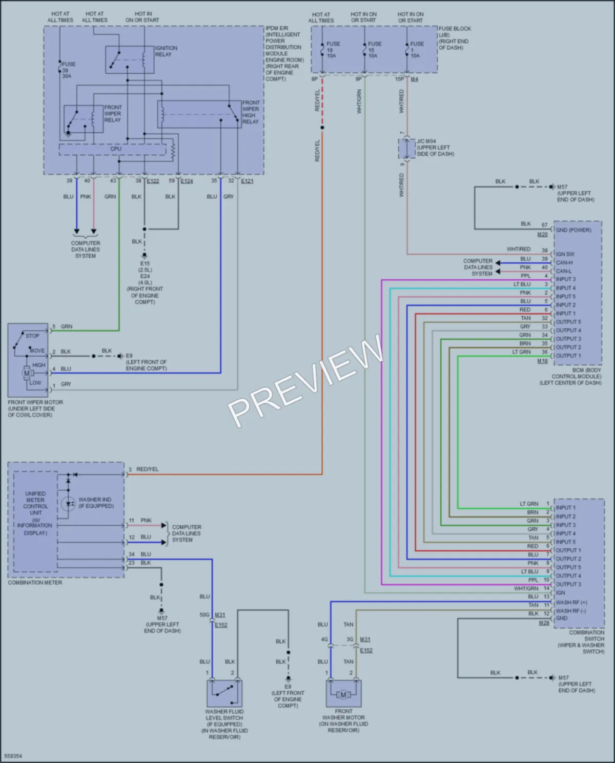 2019 Porsche Frontier Wiper Washer wiring diagram preview