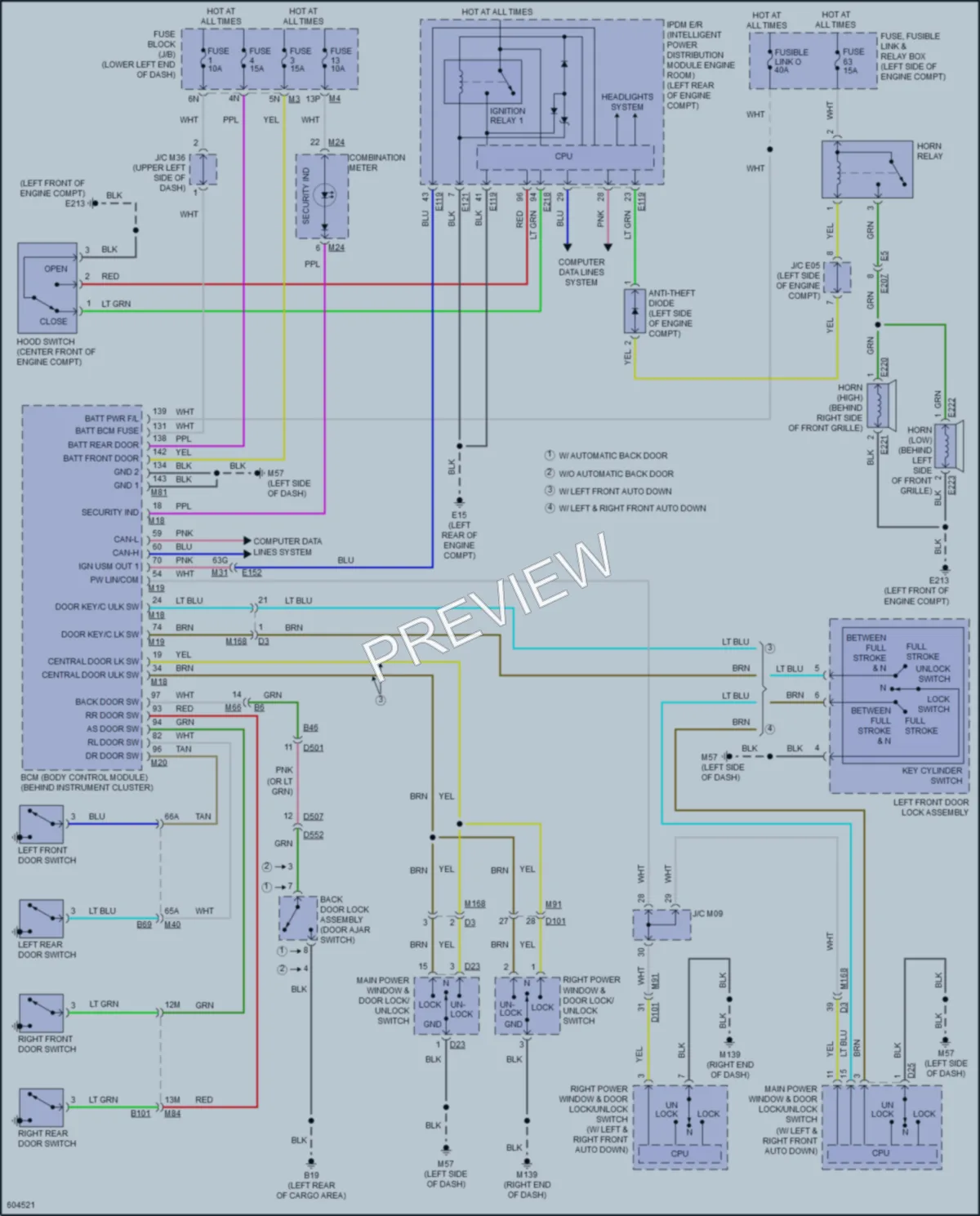2019 Porsche Pathfinder Anti Theft wiring diagram preview