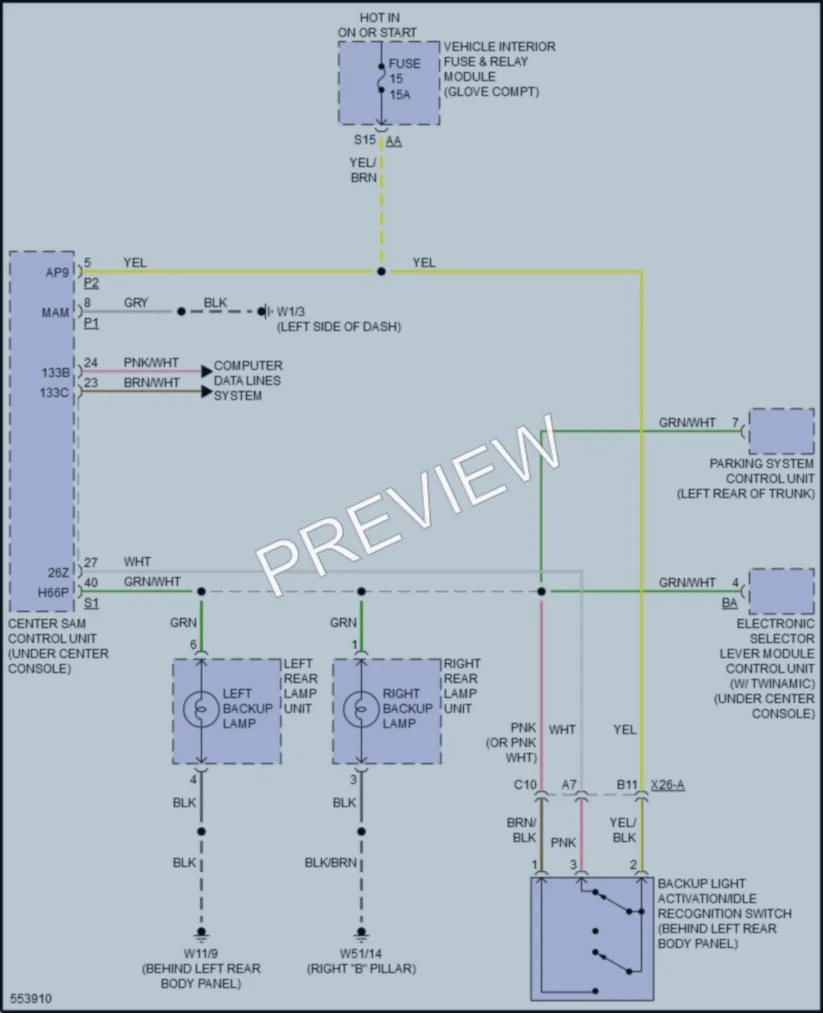 2019 Smart fortwoelectric Exterior Lights wiring diagram preview