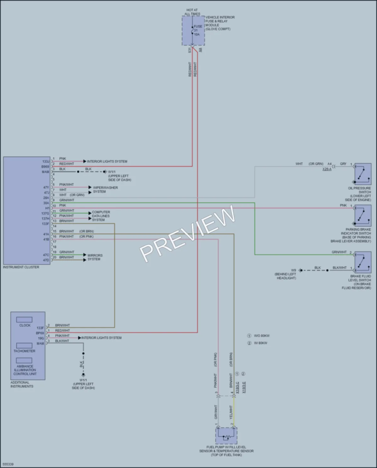2019 Smart fortwoelectric Instrument Cluster wiring diagram preview