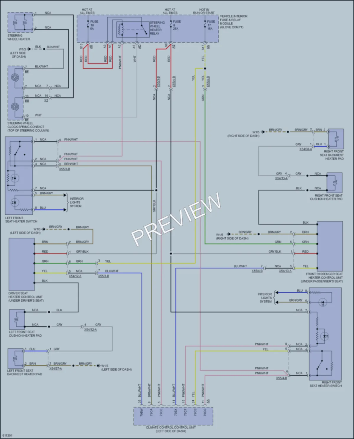 2019 Smart fortwoelectric Power Seats wiring diagram preview