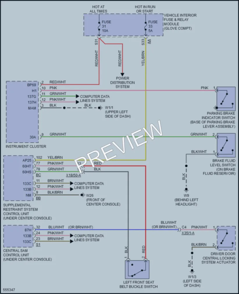 2019 Smart fortwoelectric Warning Systems wiring diagram preview