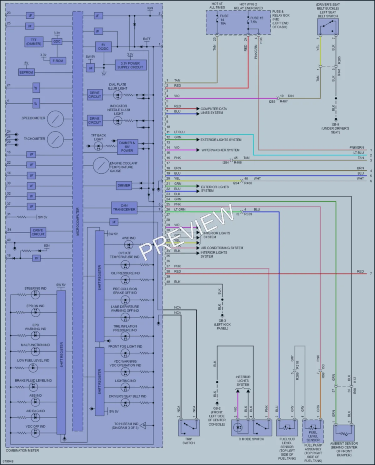 2019 Subaru Ascent Instrument Cluster wiring diagram preview