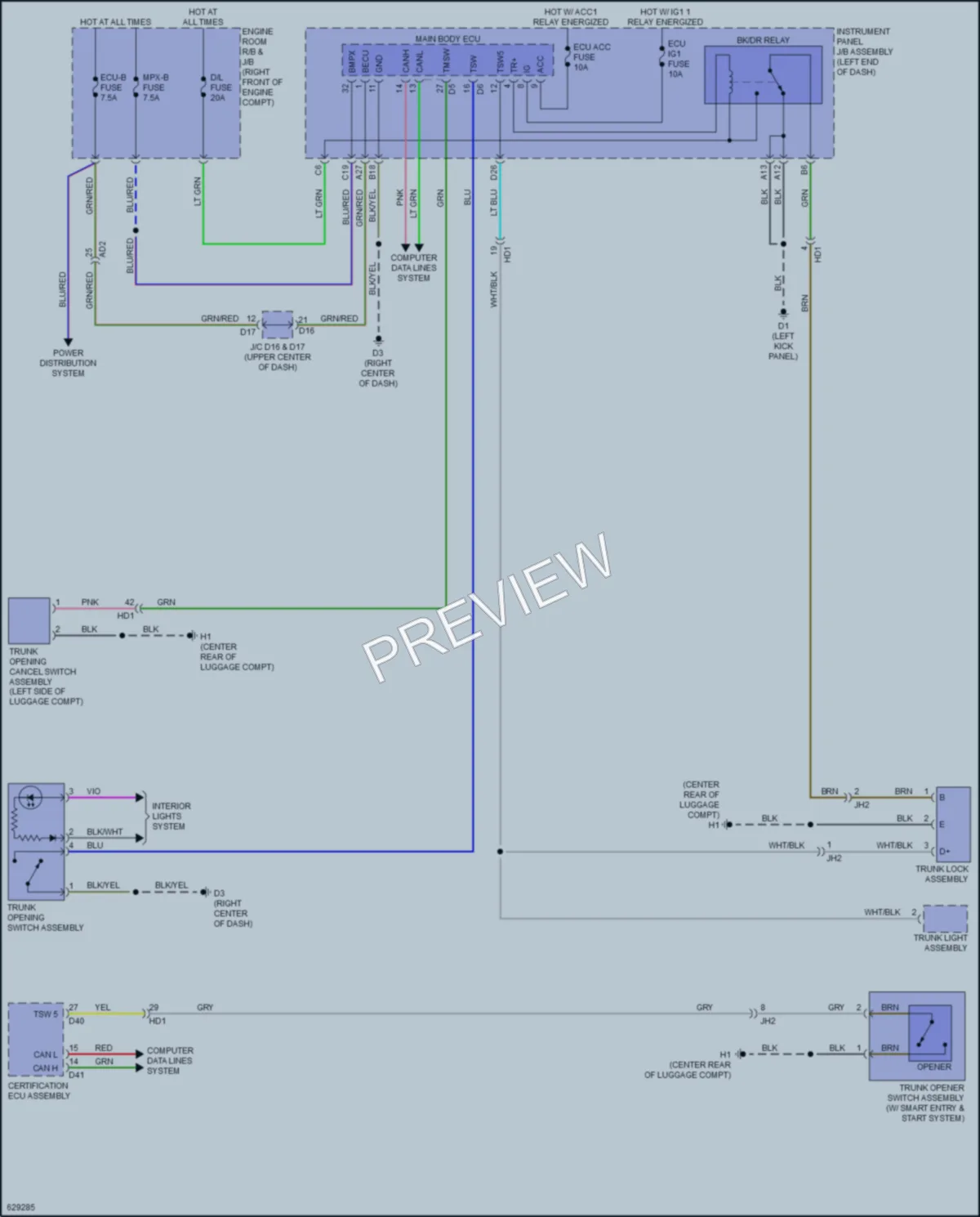 2019 Subaru BRZ Trunk Tailgate Fuel Door wiring diagram preview