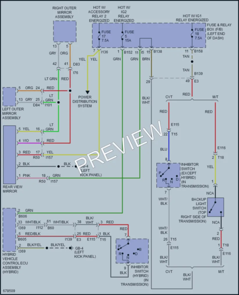 2019 Subaru CrosstrekHybrid Power Mirrors wiring diagram preview