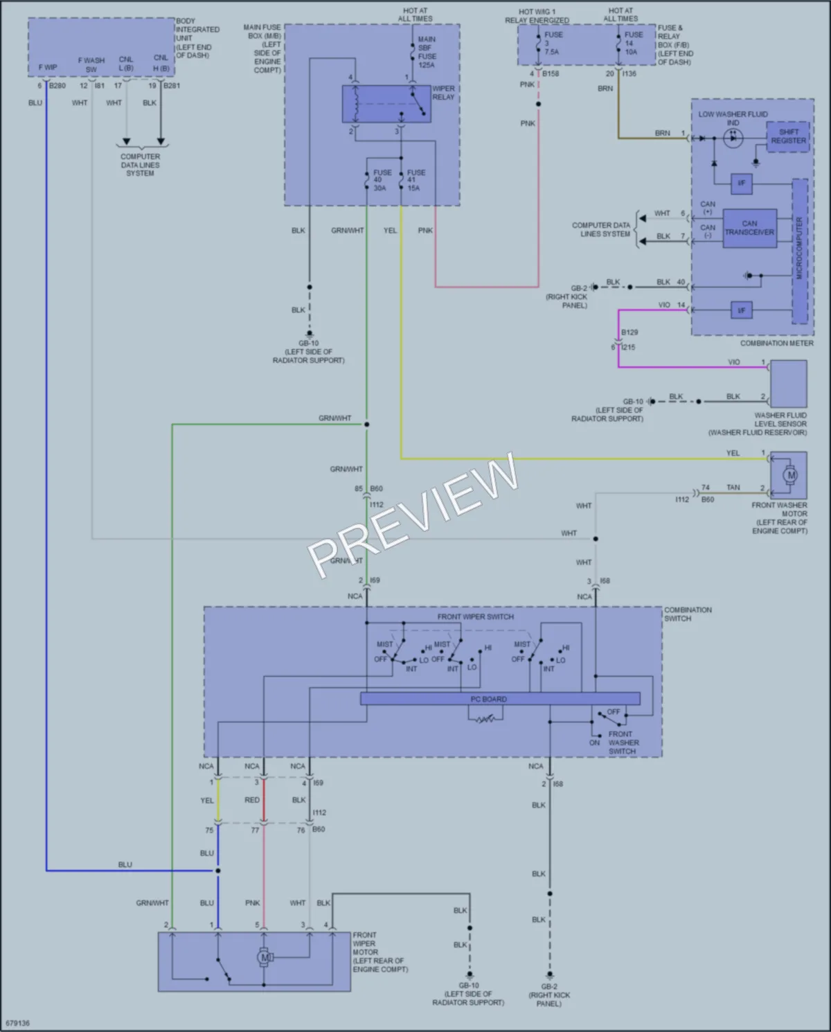 2019 Subaru Forester Wiper Washer wiring diagram preview