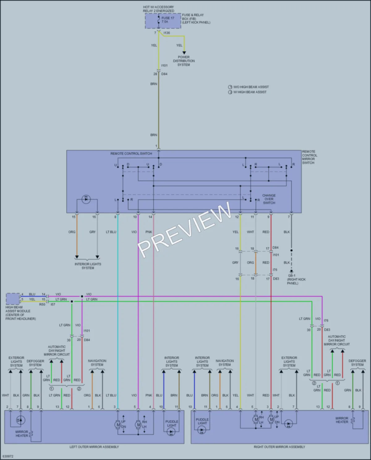 2019 Subaru Legacy Power Mirrors wiring diagram preview