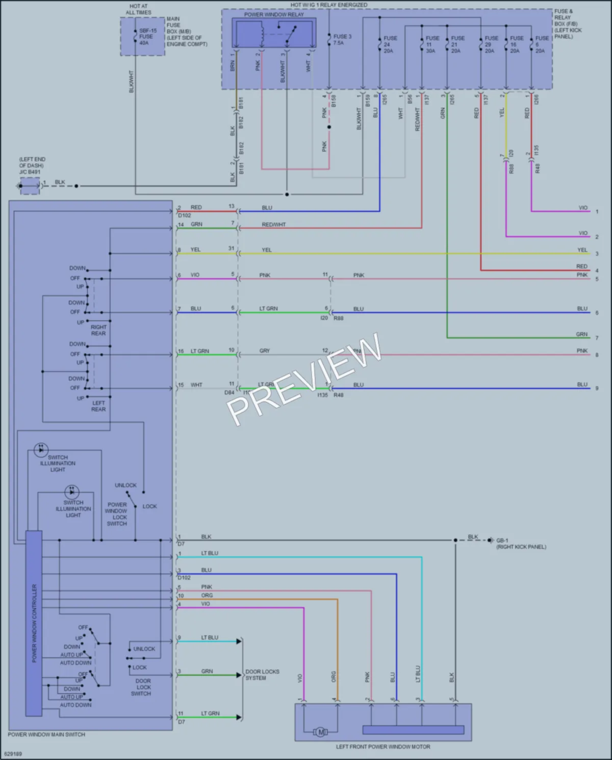 2019 Subaru Legacy Power Windows wiring diagram preview
