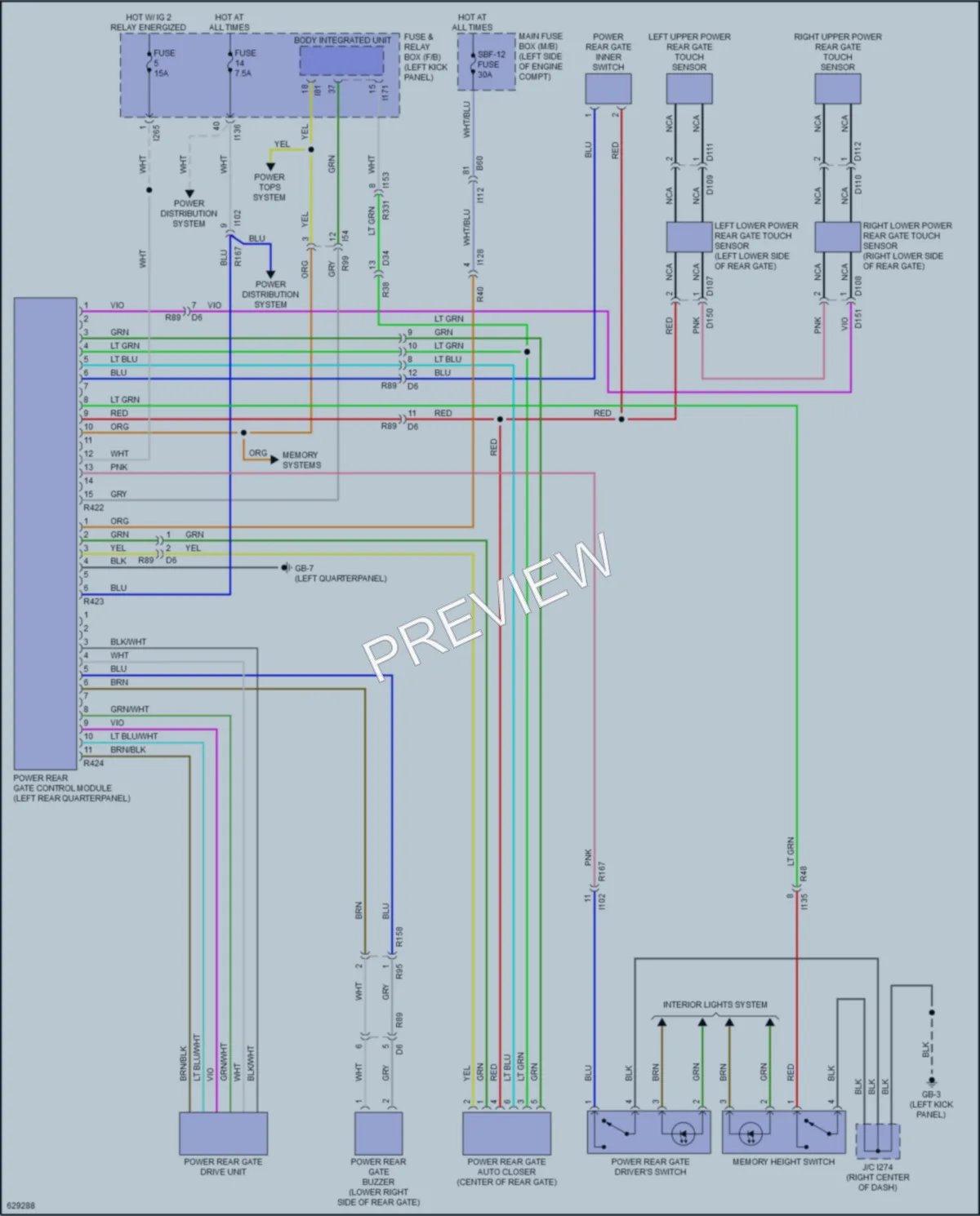2019 Subaru Outback Trunk Tailgate Fuel Door wiring diagram preview
