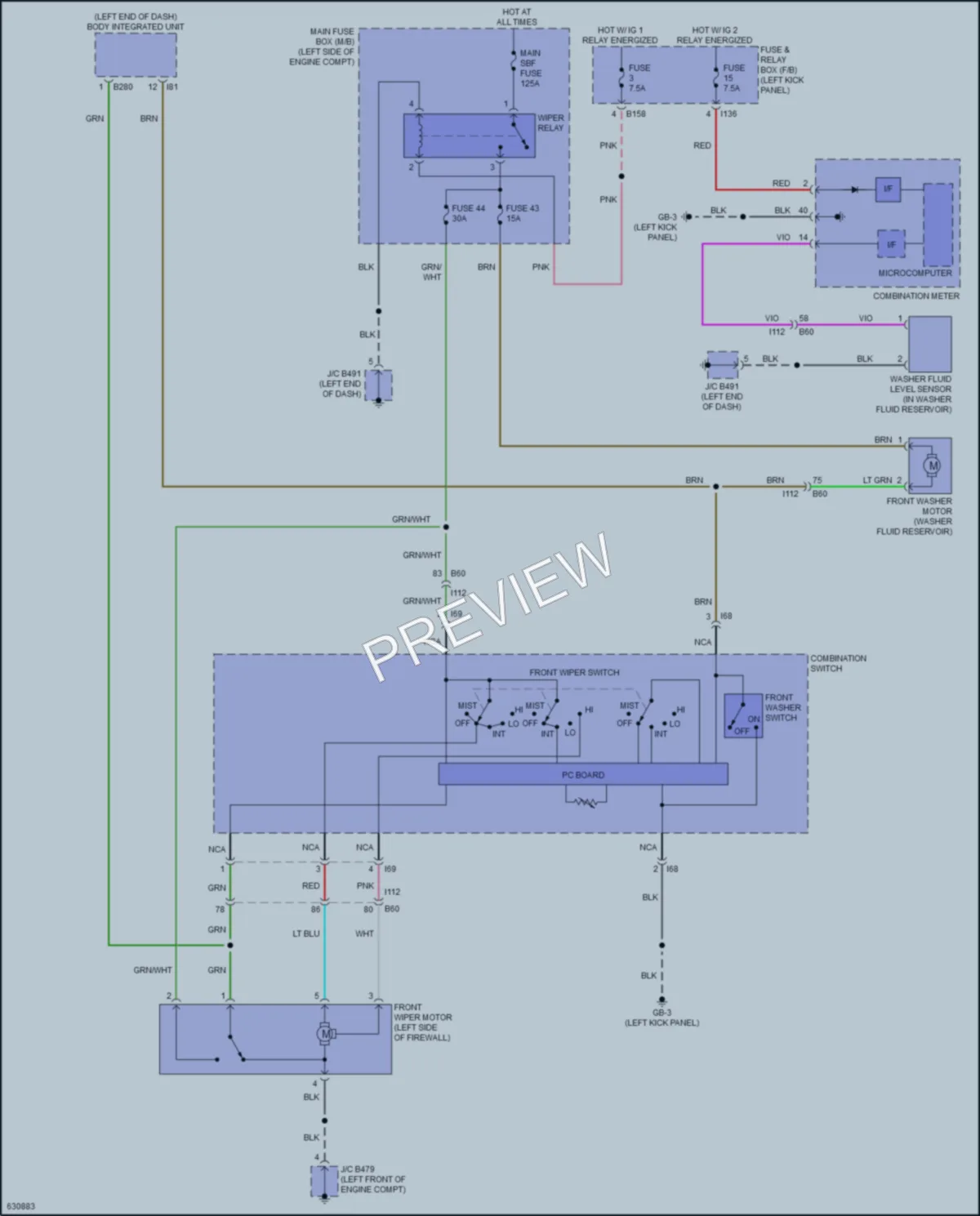 2019 Subaru Outback Wiper Washer wiring diagram preview