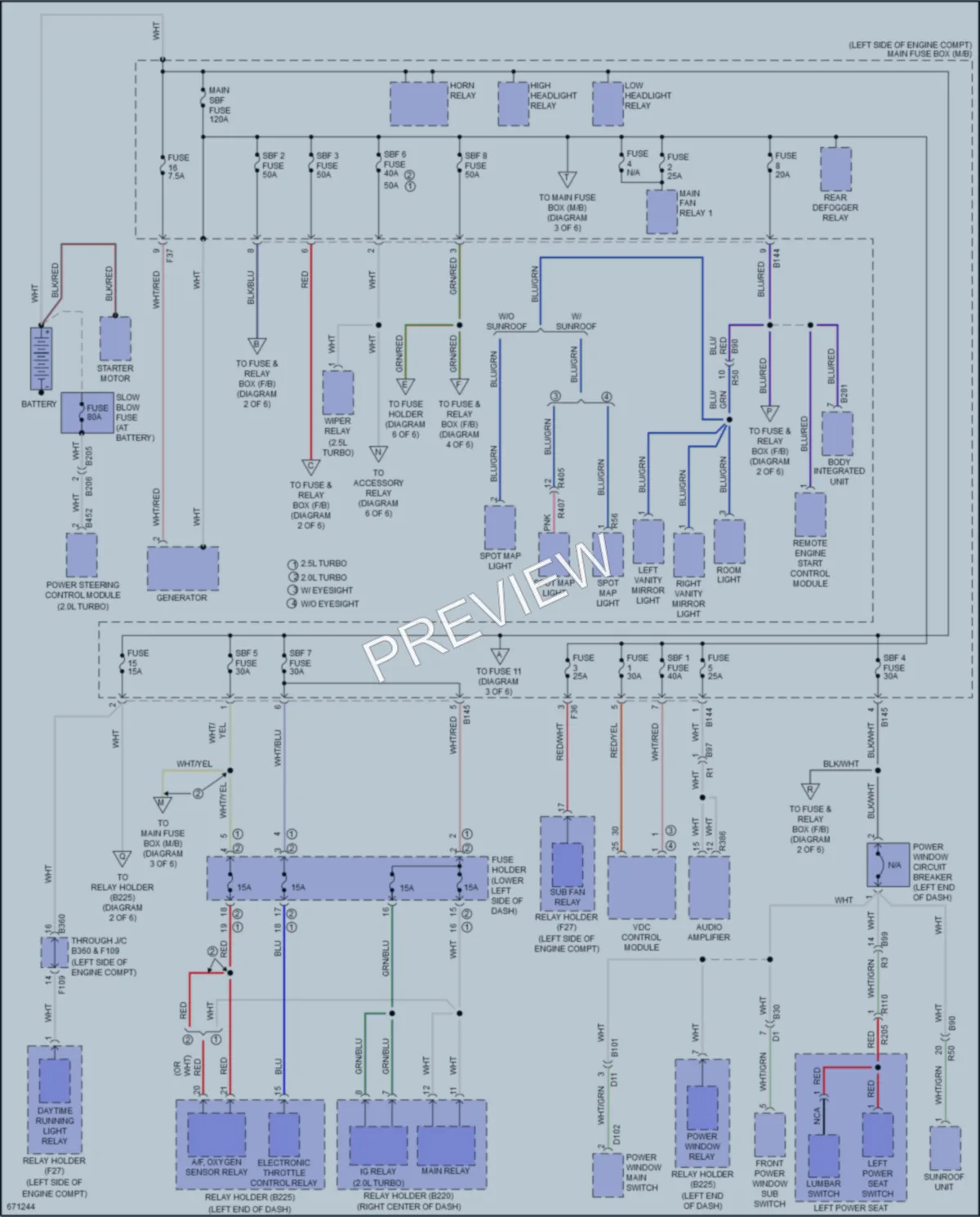 2019 Subaru WRX Power Distribution wiring diagram preview