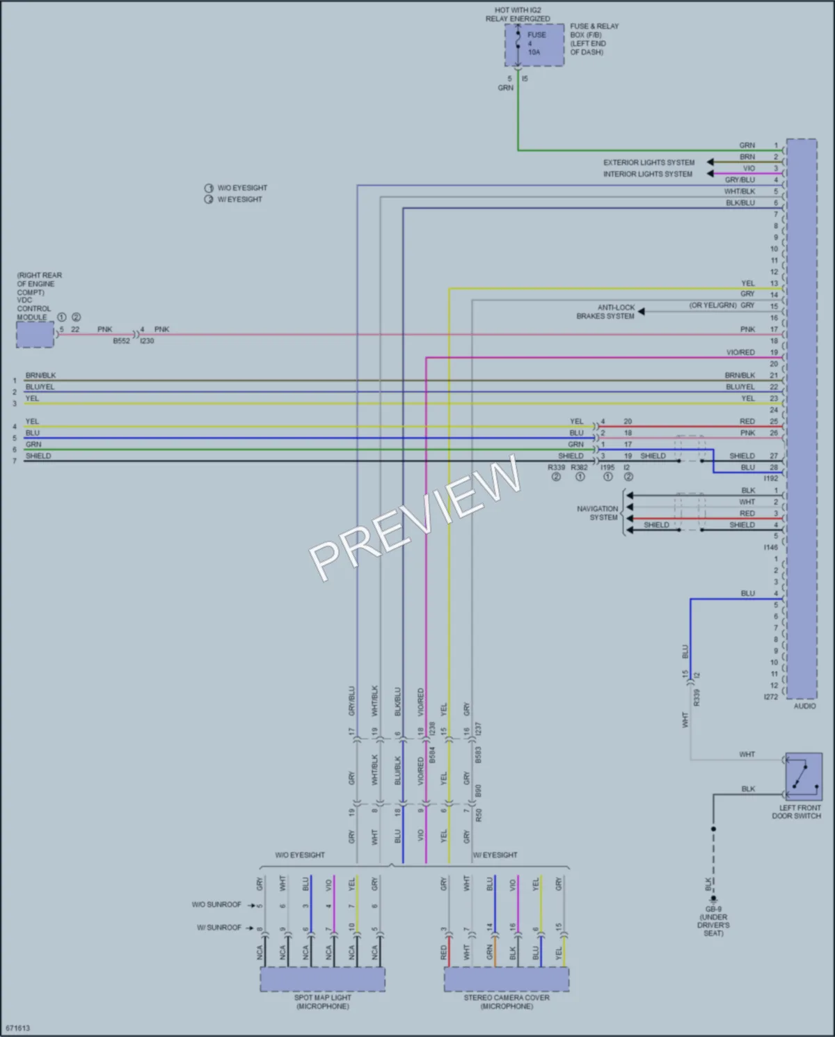 2019 Subaru WRX Radio wiring diagram preview