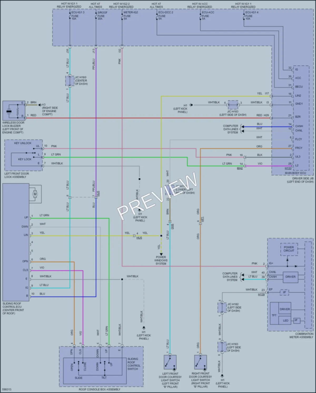 2019 Toyota Sequoia Power Top Sunroof wiring diagram preview