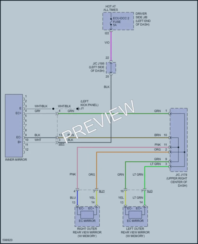 2019 Toyota Tundra Power Mirrors wiring diagram preview