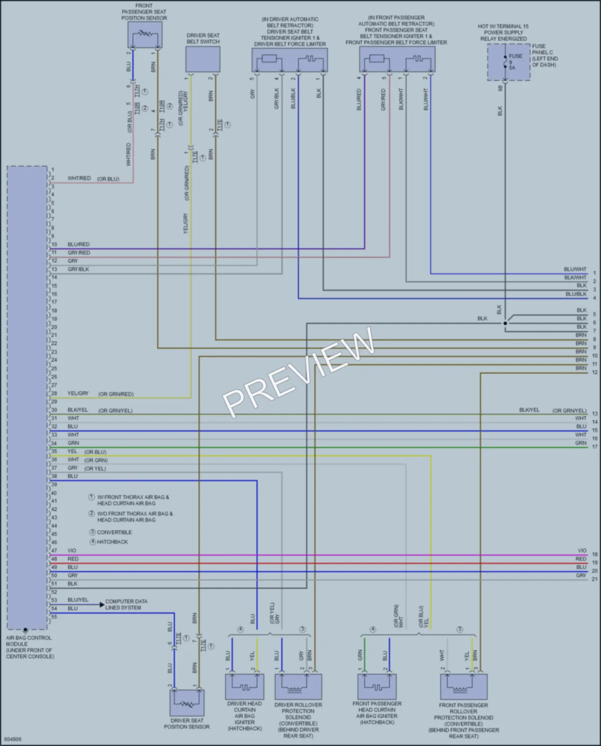 2019 Volkswagen Beetle Supplemental Restraints wiring diagram preview