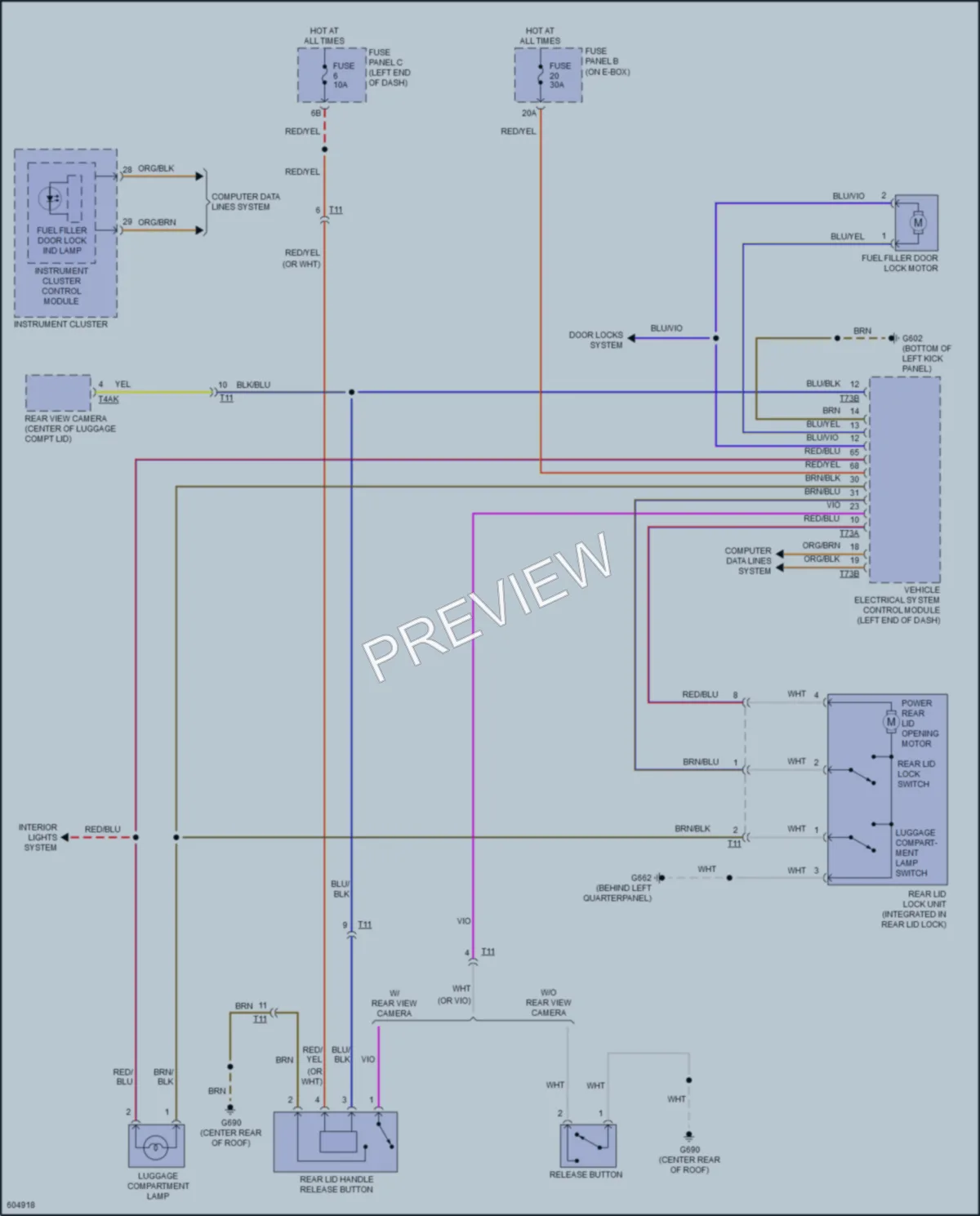 2019 Volkswagen Beetle Trunk Tailgate Fuel Door wiring diagram preview