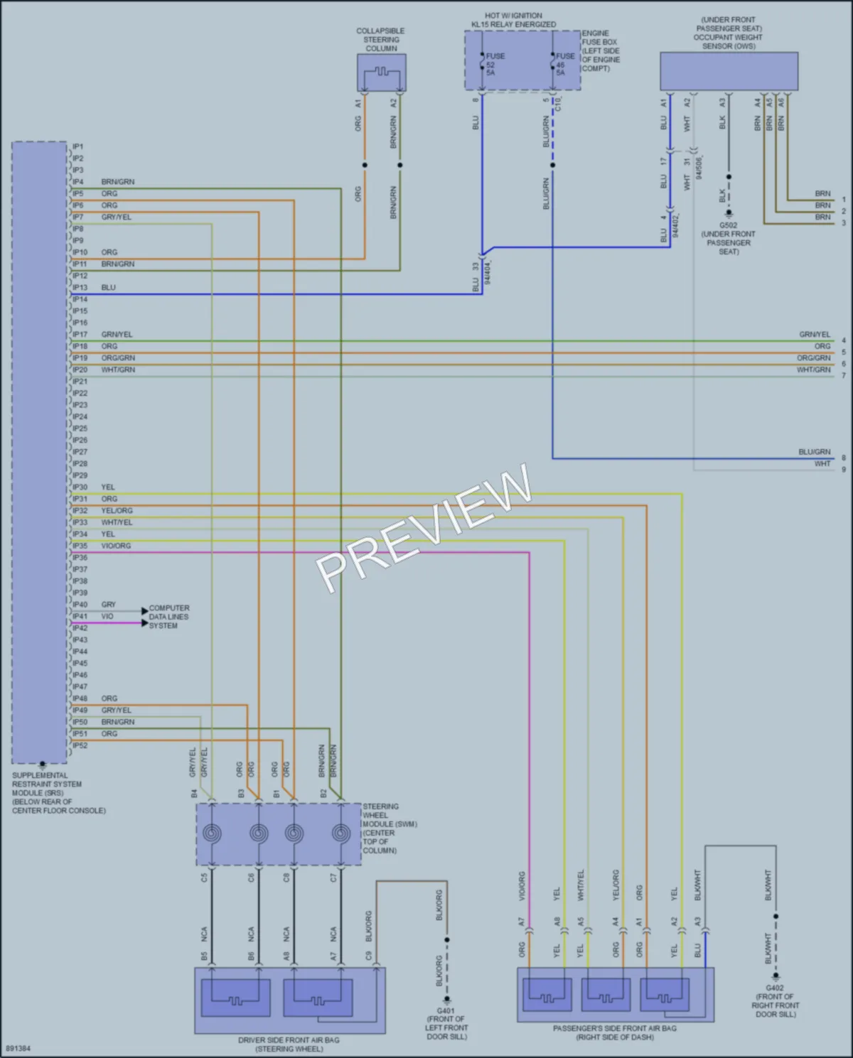 2019 Volvo S60PlugIn Supplemental Restraints wiring diagram preview