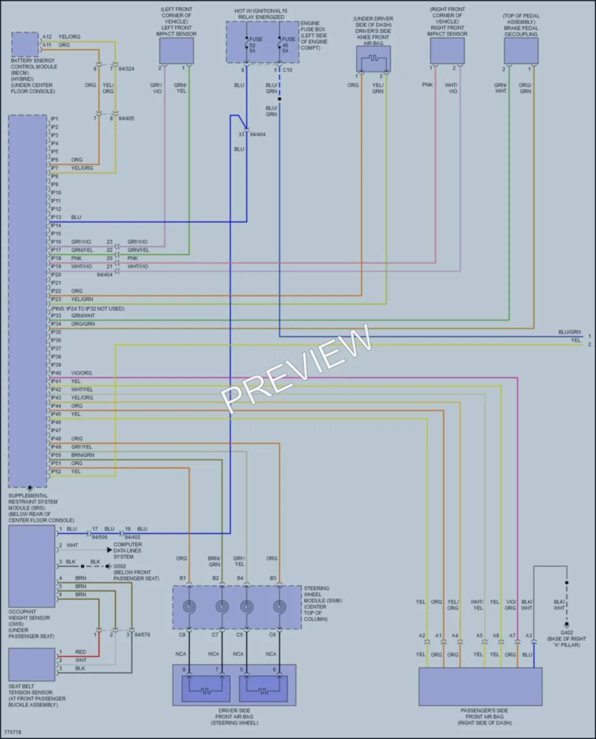 2019 Volvo XC90 Supplemental Restraints wiring diagram preview