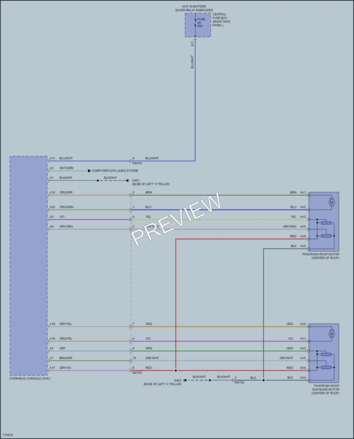 2019 Volvo XC90PlugIn Power Top Sunroof wiring diagram preview