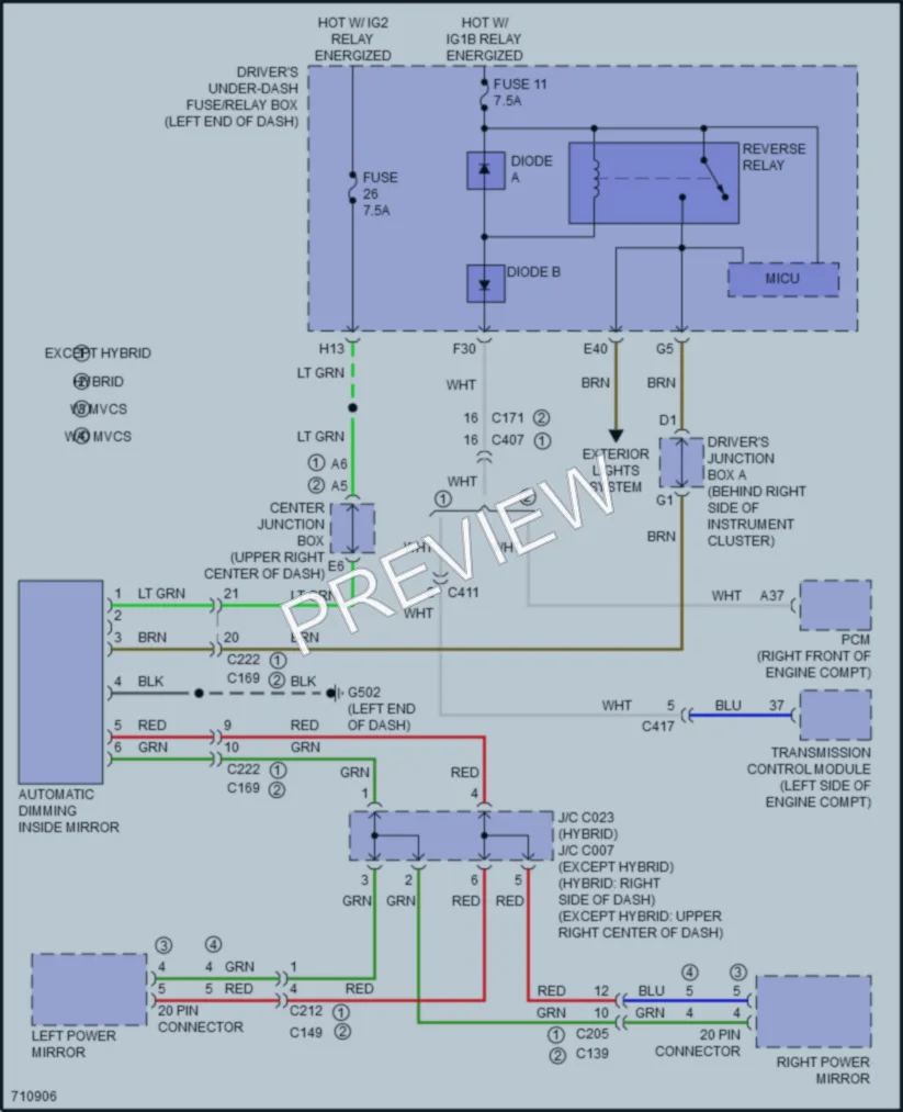 2020 Acura MDX Power Mirrors wiring diagram preview