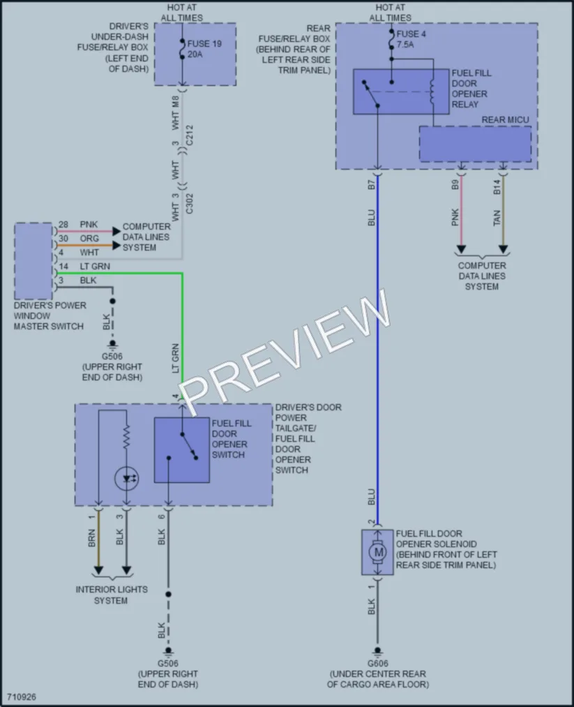 2020 Acura MDX Trunk Tailgate Fuel Door wiring diagram preview