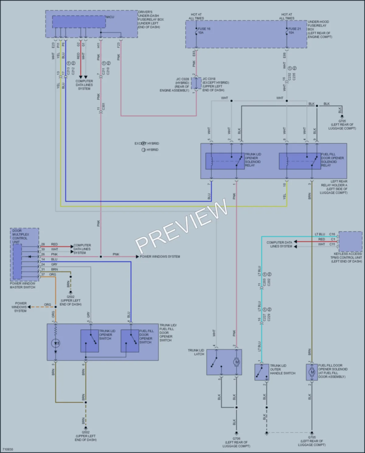 2020 Acura RLX Trunk Tailgate Fuel Door wiring diagram preview