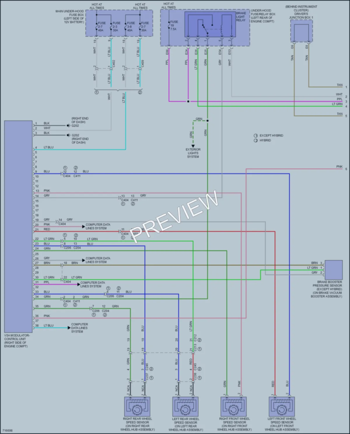 2020 Acura RLXSportHybrid Anti Lock Brakes wiring diagram preview