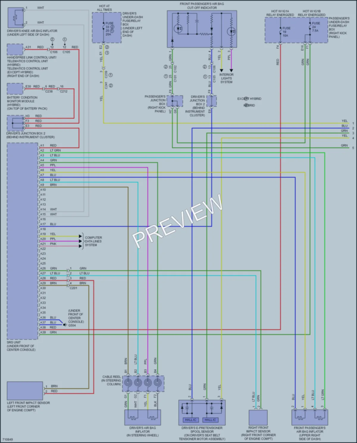 2020 Acura RLXSportHybrid Supplemental Restraints wiring diagram preview