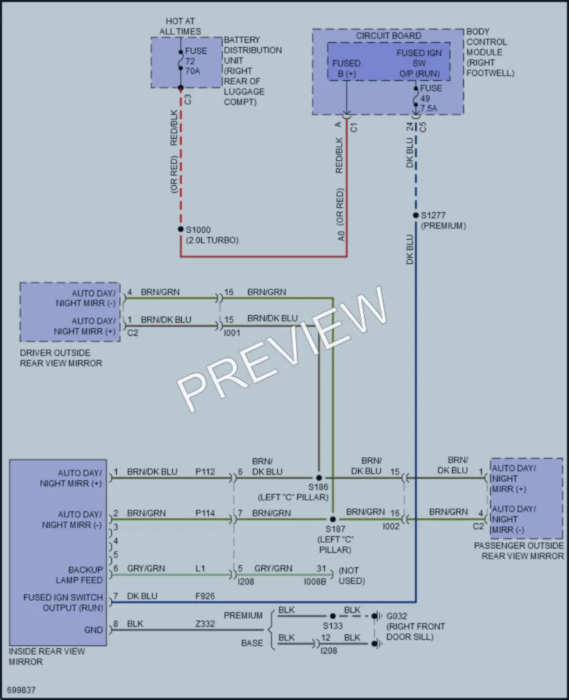 2020 AlfaRomeo Giulia Power Mirrors wiring diagram preview