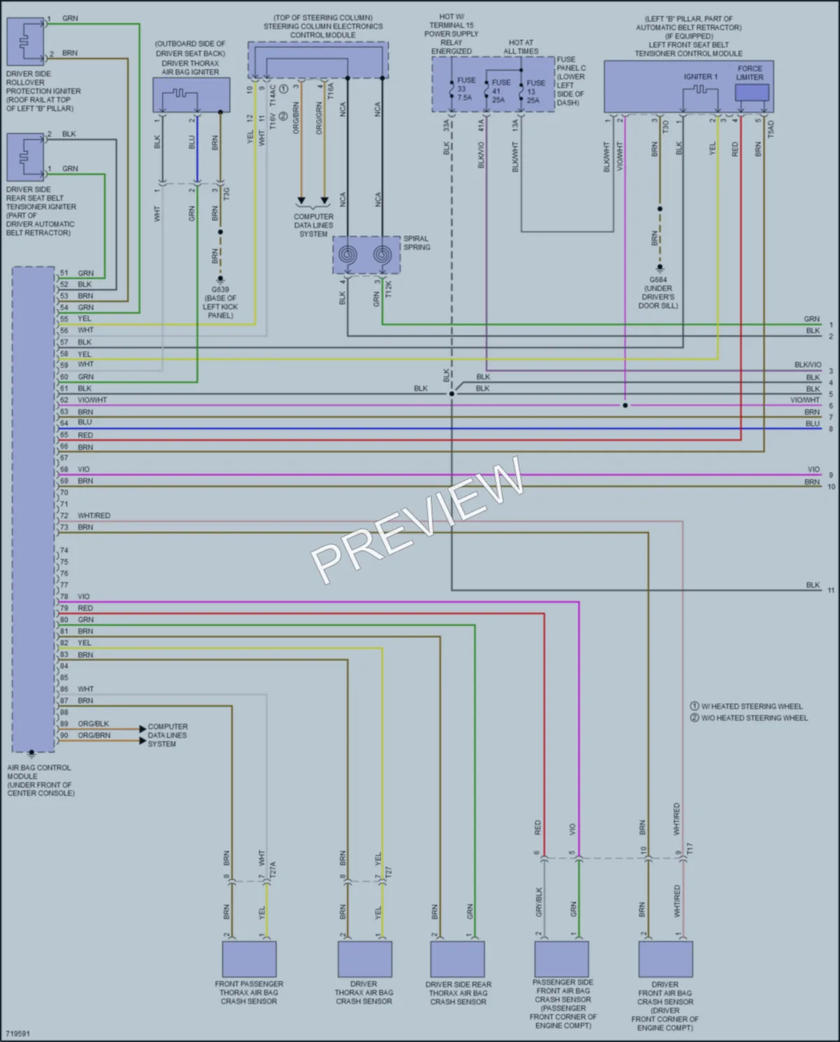 2020 Audi A3 Supplemental Restraints wiring diagram preview