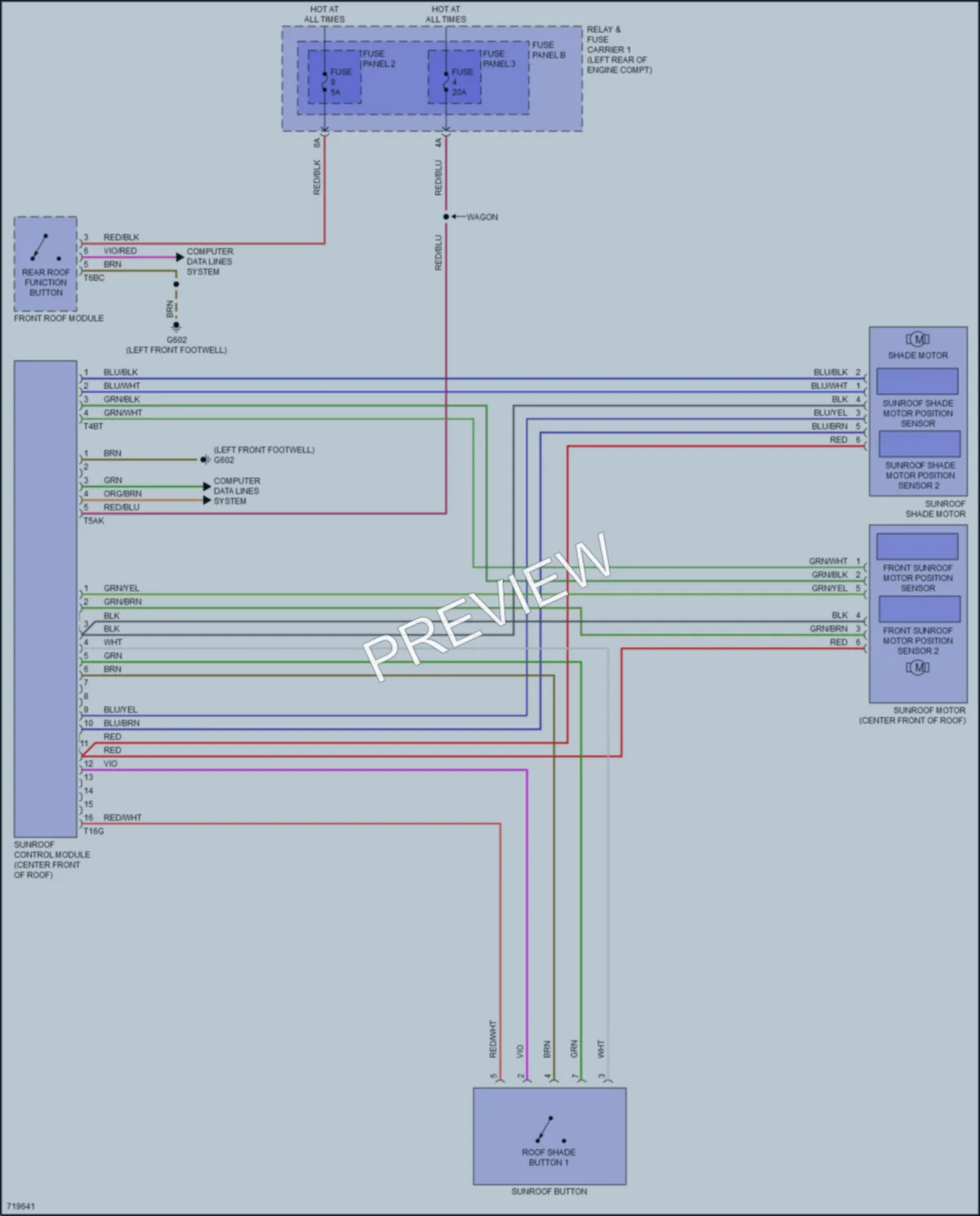 2020 Audi A4allroad Power Top Sunroof wiring diagram preview