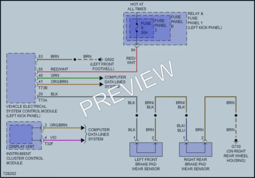 2020 Audi A5 Warning Systems wiring diagram preview