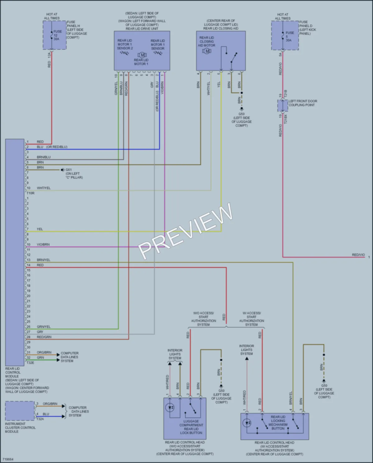 2020 Audi A6 Trunk Tailgate Fuel Door wiring diagram preview