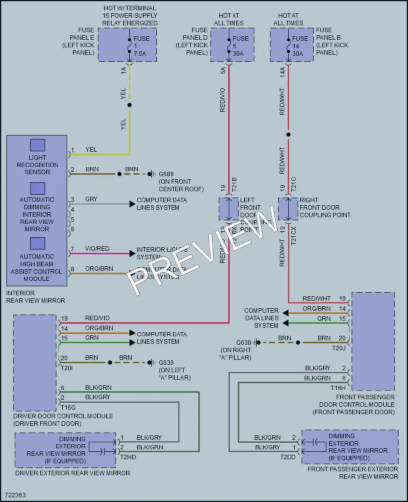 2020 Audi A6allroad Power Mirrors wiring diagram preview