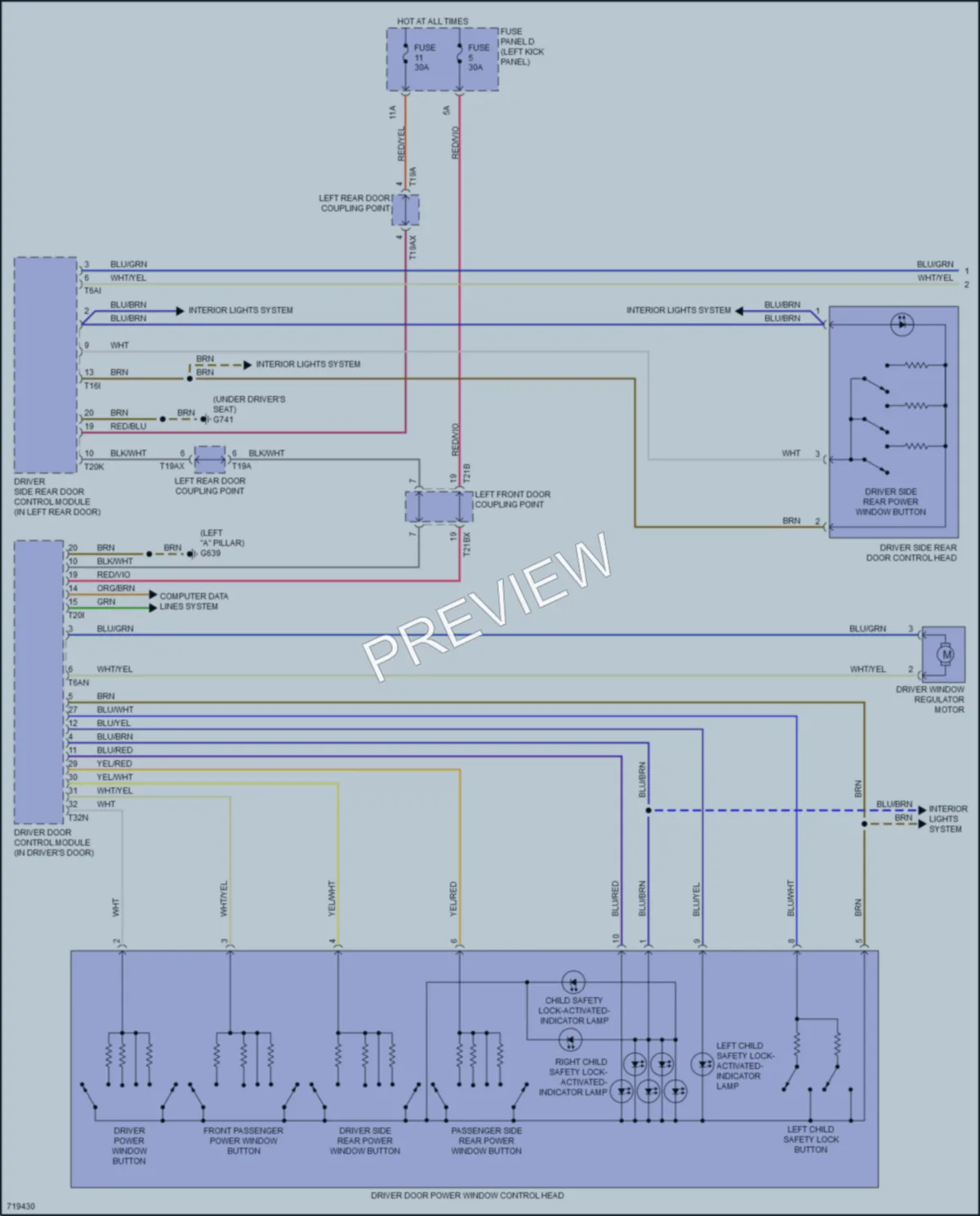 2020 Audi A7 Power Windows wiring diagram preview