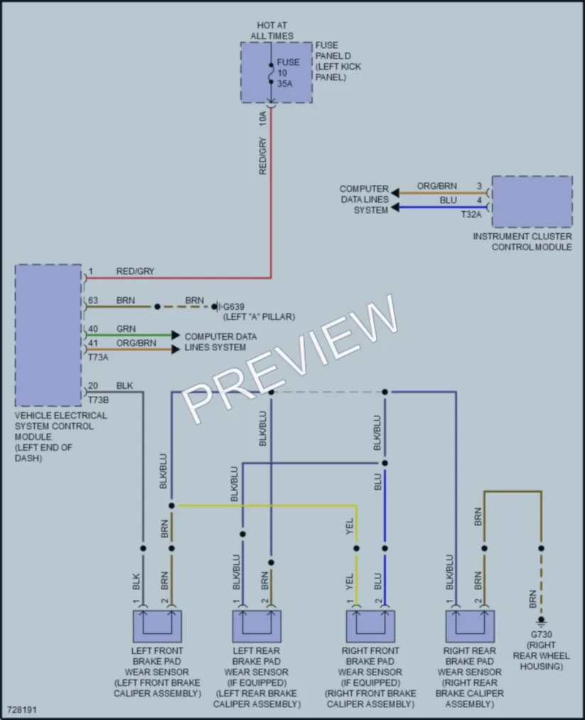 2020 Audi A7 Warning Systems wiring diagram preview