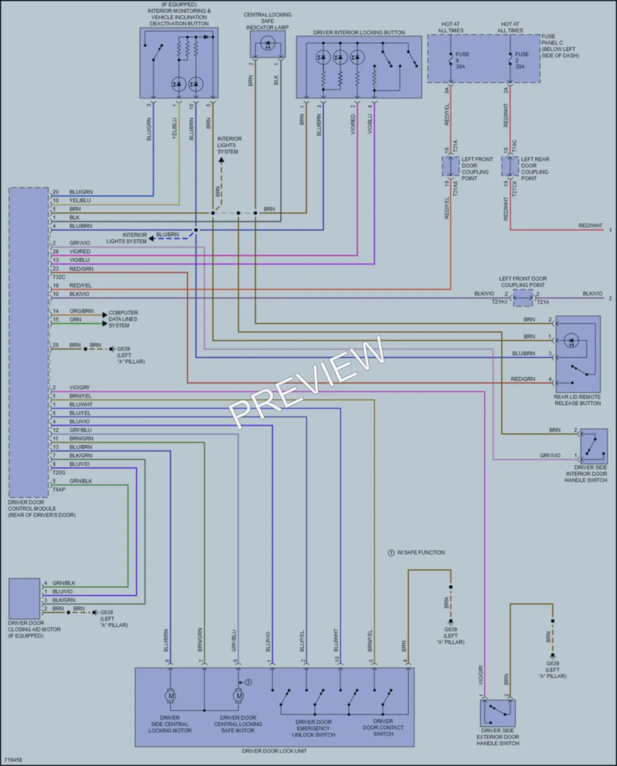 2020 Audi A8Le Power Door Locks wiring diagram preview