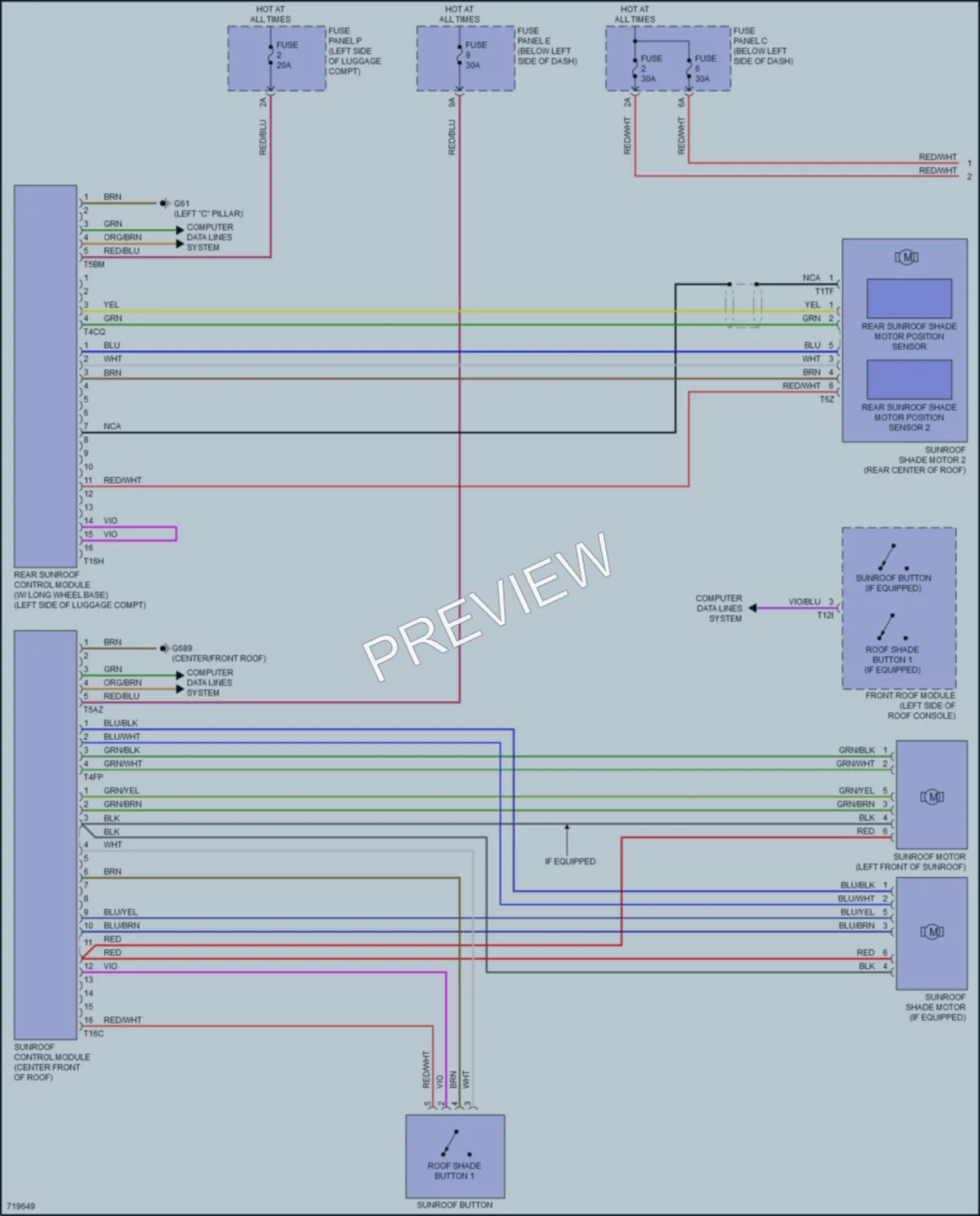 2020 Audi A8Le Power Top Sunroof wiring diagram preview